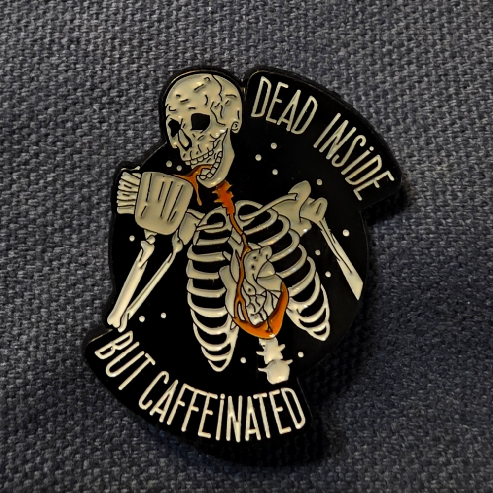 Skeleton Enamel Pin - Black and White